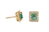 Earrings 18kt Gold Emeralds & Diamonds Halo Studs - Diamond Tales Fine Jewelry