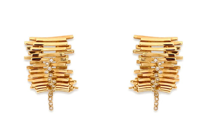 Earrings 18kt Gold Studs &amp; Round Diamonds Drop - Diamond Tales Fine Jewelry