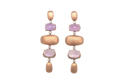 Earrings 18kt Rose Gold Amethyst and Diamonds - Diamond Tales Fine Jewelry