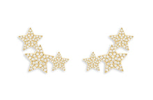 Load image into Gallery viewer, Earrings 3 Star Gold 14kt &amp; Diamonds - Diamond Tales Fine Jewelry
