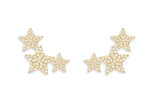 Earrings 3 Star Gold 14kt & Diamonds - Diamond Tales Fine Jewelry