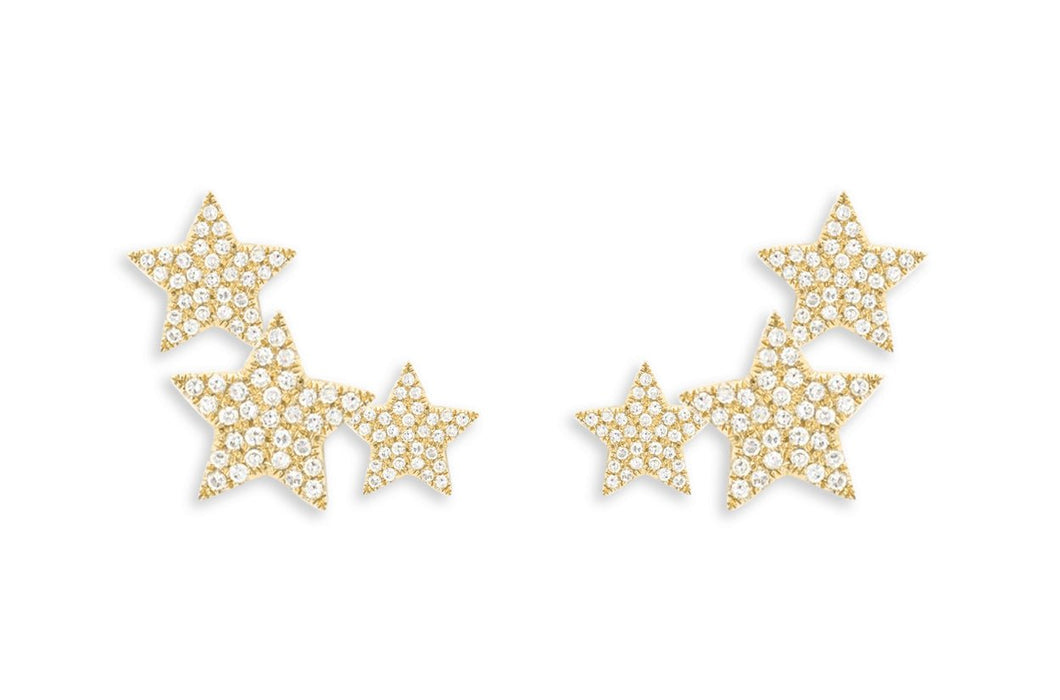 Earrings 3 Star Gold 14kt & Diamonds - Diamond Tales Fine Jewelry