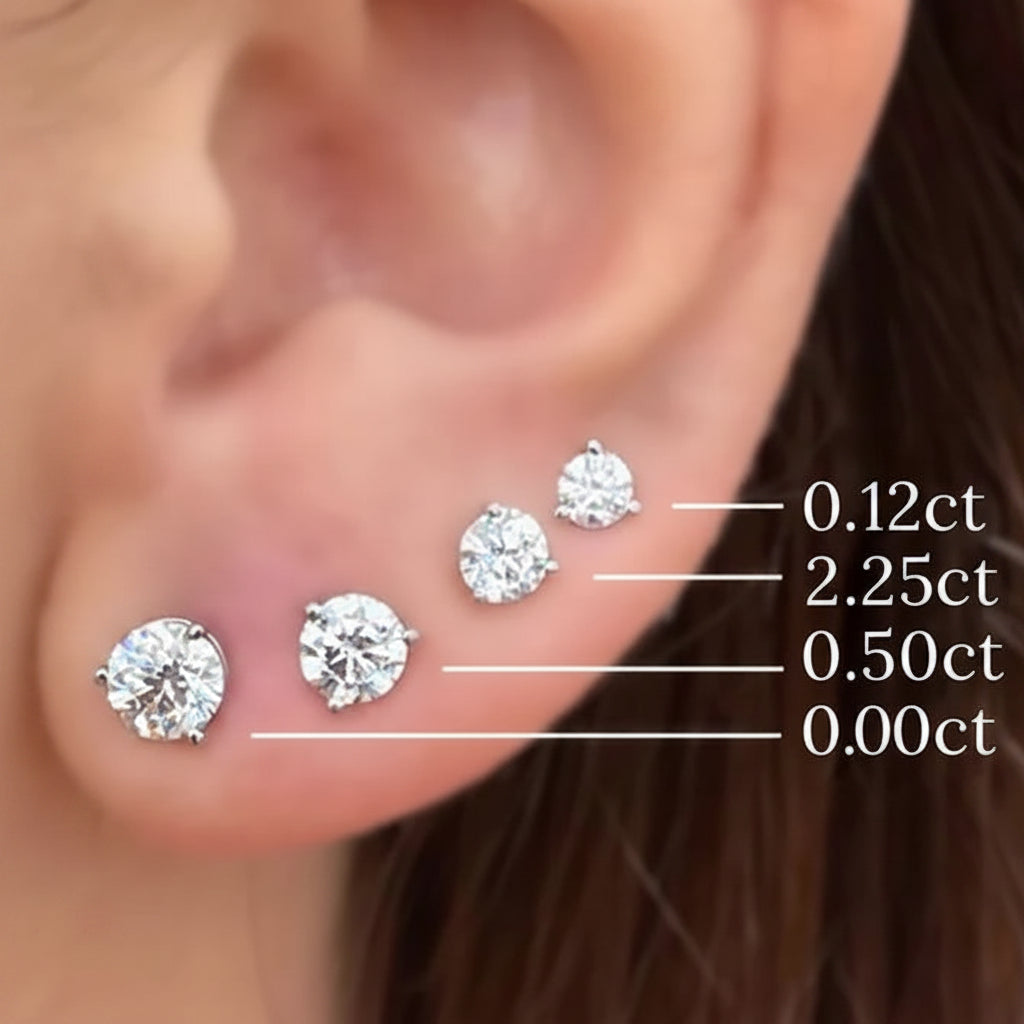 14k gold round diamond stud earrings, 0.35 cts total, H color, SI1 clarity