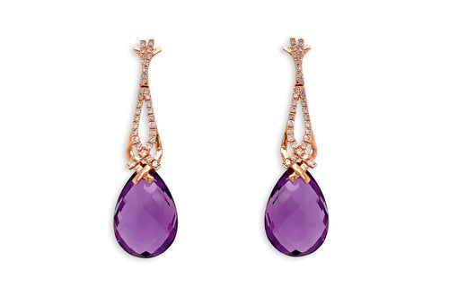 Earrings Amethyst Tear & Diamonds - Diamond Tales Fine Jewelry