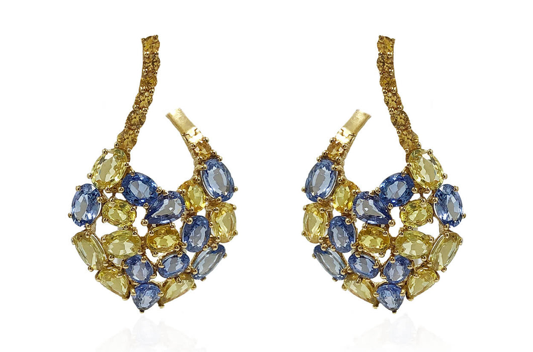 Earrings Blue & Yellow Sapphires - Diamond Tales Fine Jewelry