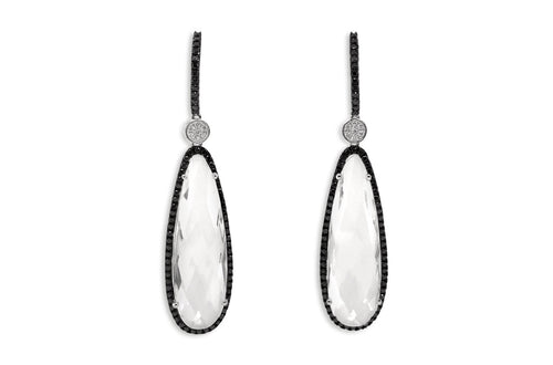 Earrings Clear Quartz & Black Diamonds - Diamond Tales Fine Jewelry