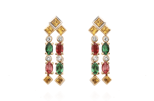 Earrings Colors Sapphires, Tsavorites & Diamonds - Diamond Tales Fine Jewelry