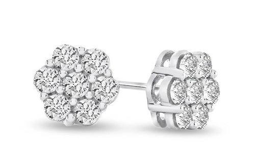 Earrings Flowers White Gold Studs Diamonds - Diamond Tales Fine Jewelry