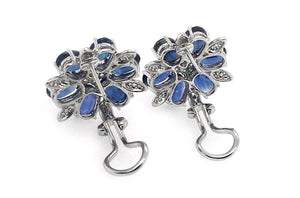 Earrings Flowers with Blue Sapphires & Diamonds - Diamond Tales Fine Jewelry