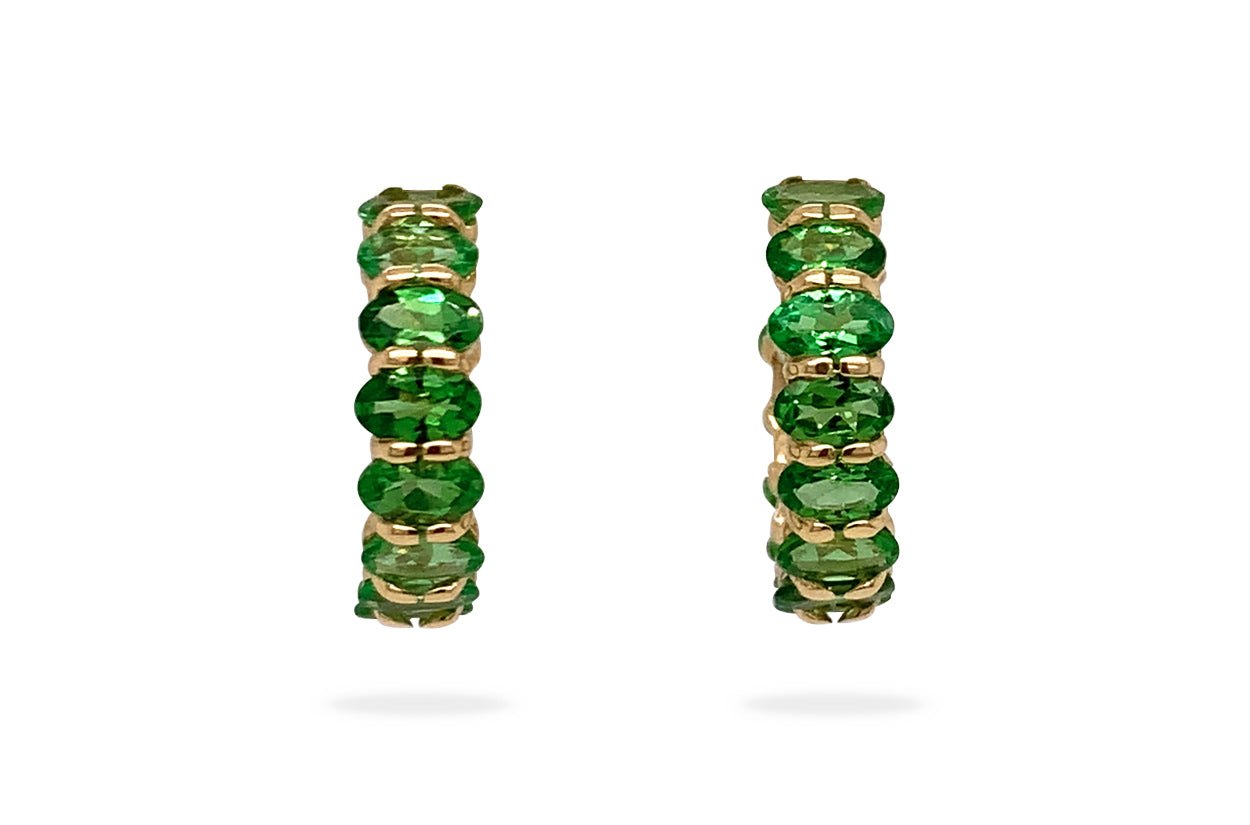 Earrings Hoops Oval Gemstones 18kt Gold - Diamond Tales Fine Jewelry