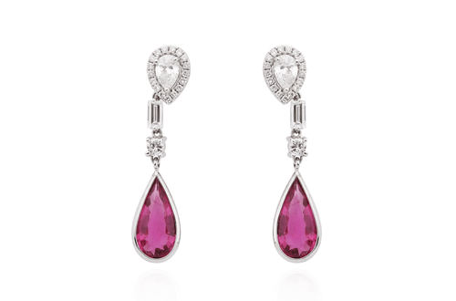 Earrings Pear Shape Tourmaline & Diamonds - Diamond Tales Fine Jewelry