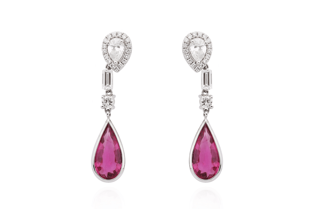 Earrings Pear Shape Tourmaline & Diamonds - Diamond Tales Fine Jewelry