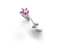 Load image into Gallery viewer, Earrings Pink Sapphires &amp; Diamonds with South Sea Pearls - Diamond Tales Fine Jewelry
