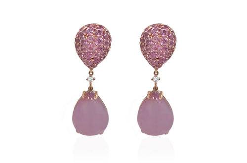 Earrings Pink Sapphires & Quartz with Diamonds - Diamond Tales Fine Jewelry