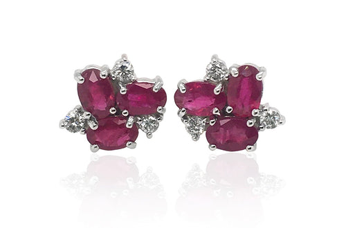 Earrings Small Flower Gemstones & Diamonds - Diamond Tales Fine Jewelry