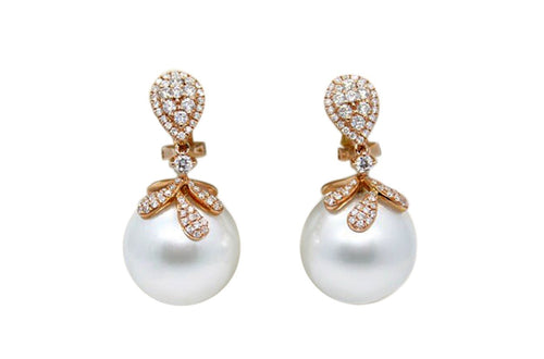 Earrings South Sea Pearls & Diamonds - Diamond Tales Fine Jewelry
