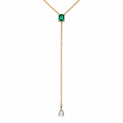 pear shaped diamond drop with bezel set diamond accents, close up