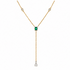 14k yellow gold drop necklace with emerald cut emerald and diamonds