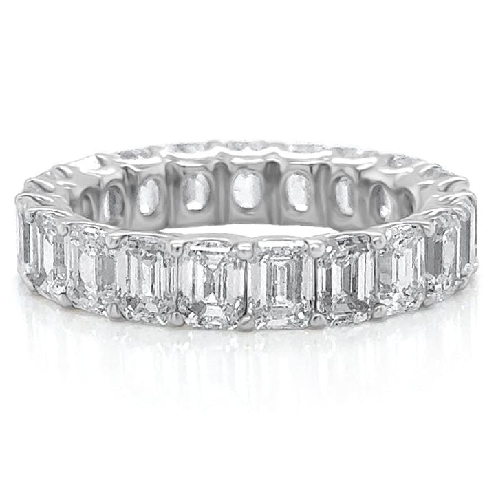 emerald cut lab diamond eternity ring in platinum with 5.16 carats total weight