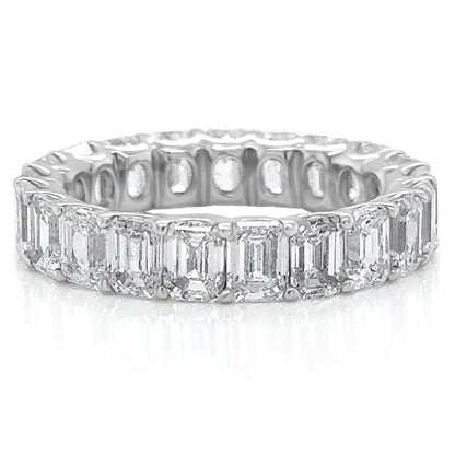 emerald cut lab diamond eternity ring in platinum with 5.16 carats total weight