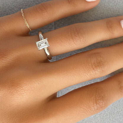 Platinum solitaire ring with 1.01ct GIA-certified emerald-cut diamond