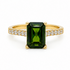 18k gold ring with emerald cut tourmaline and diamonds