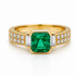 18k yellow gold ring with emeralds and diamonds