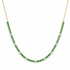 18k yellow gold tennis necklace with emeralds and diamonds, full view