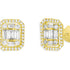 18k yellow gold emerald illusion diamond halo stud earrings by Diamond Tales