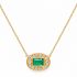 18k gold necklace with emerald and pavé diamonds