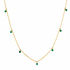 emerald shaker pendant necklace in 14k gold with moving round emeralds