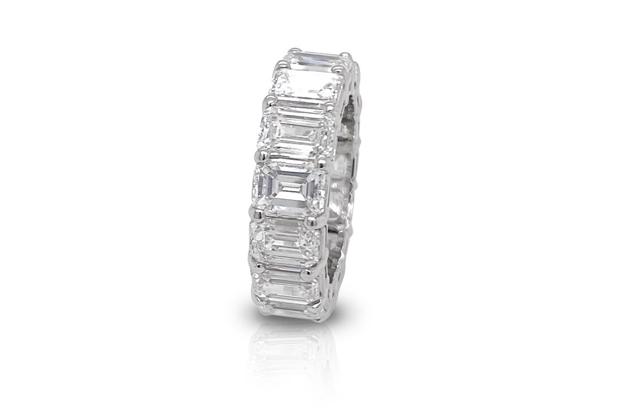 Eternity Ring 10.53 cts Emerald Cut Diamonds &amp; Platinum - Diamond Tales Fine Jewelry