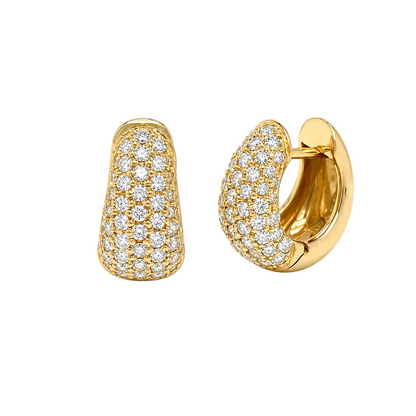 18k yellow gold five row diamond huggie earrings