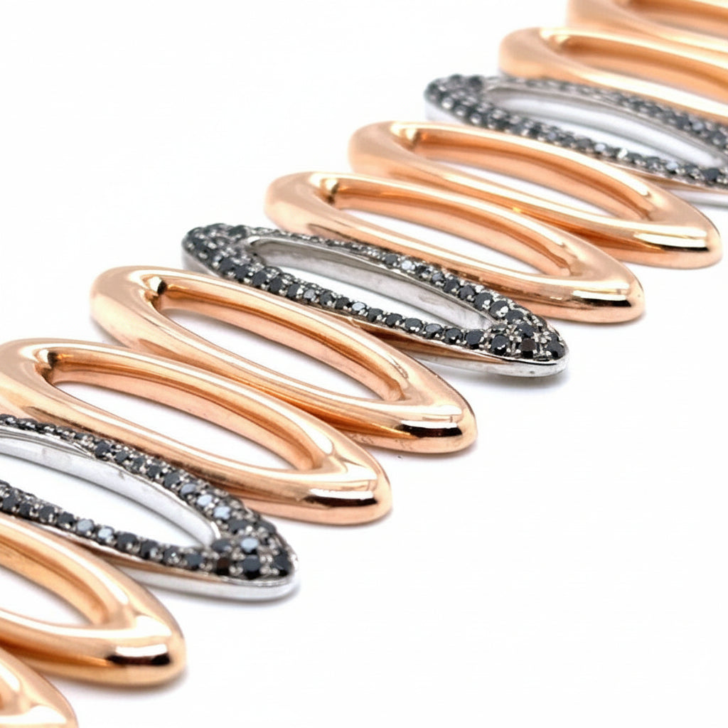 flexible black diamond bracelet in 18k rose gold with 2.27 carats