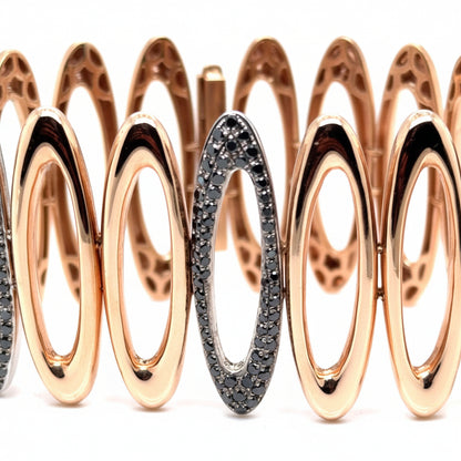 flexible black diamond bracelet in 18k rose gold with 2.27 carats