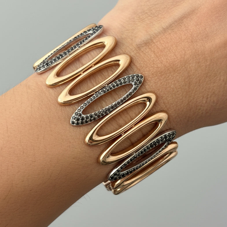 flexible black diamond bracelet in 18k rose gold with 2.27 carats