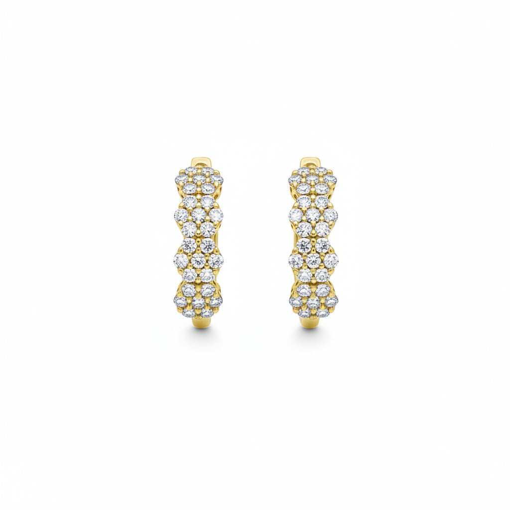 18k yellow gold flower diamond hoop earrings by Diamond Tales
