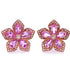 14k rose gold flower stud earrings with pink sapphire petals and diamond centers
