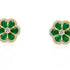 18k yellow gold flower earrings with emeralds and round brilliant diamonds by Diamond Tales