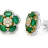 18k yellow and white gold flower earrings with emeralds and round brilliant diamonds by Diamond Tales