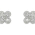 18k gold four petal halo diamond flower earrings by Diamond Tales