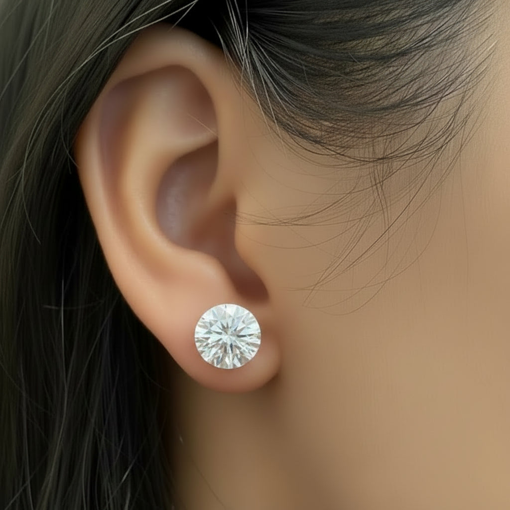 GIA certified 6.02 ctw round diamond stud earrings in platinum – Diamond Tales