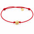 18k yellow gold hammered nugget bracelet on adjustable red macramé cord