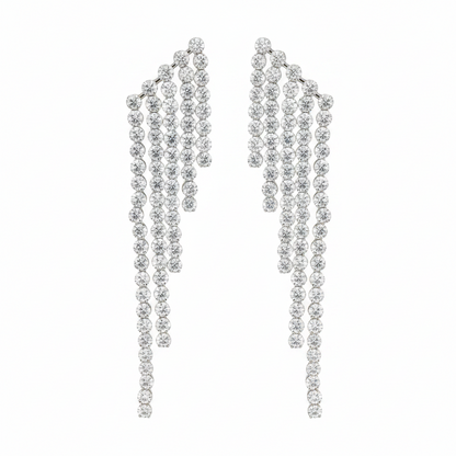 graduated diamond inline drop earrings in 14k gold with round diamonds