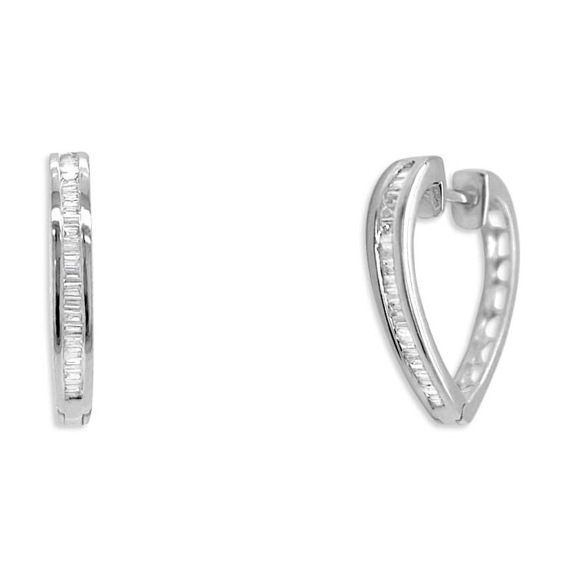 18k gold heart shape diamond baguette hoop earrings by Diamond Tales