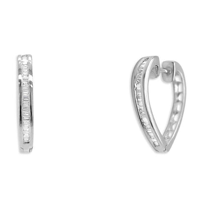 18k gold heart shape diamond baguette hoop earrings by Diamond Tales