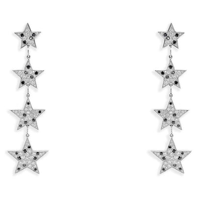 18k gold inline star diamond drop earrings by Diamond Tales