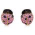 18k gold ladybug earrings with pink sapphires and black diamonds by Diamond Tales