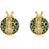 18k gold ladybug earrings with rubies and round brilliant diamonds by Diamond Tales