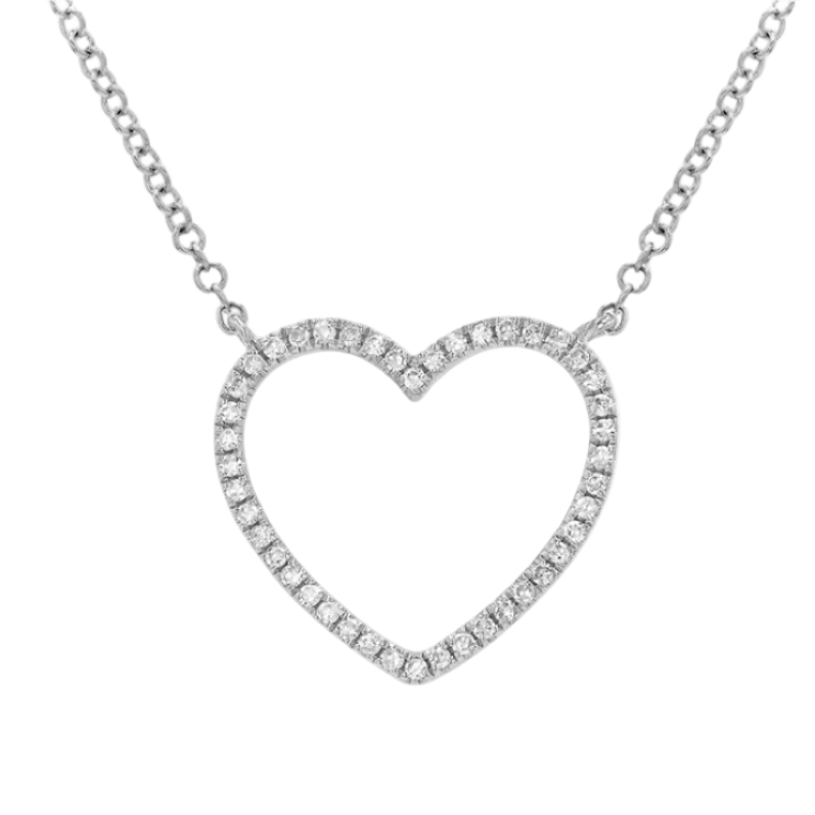 large diamond heart pendant necklace in 14k gold with diamond accents